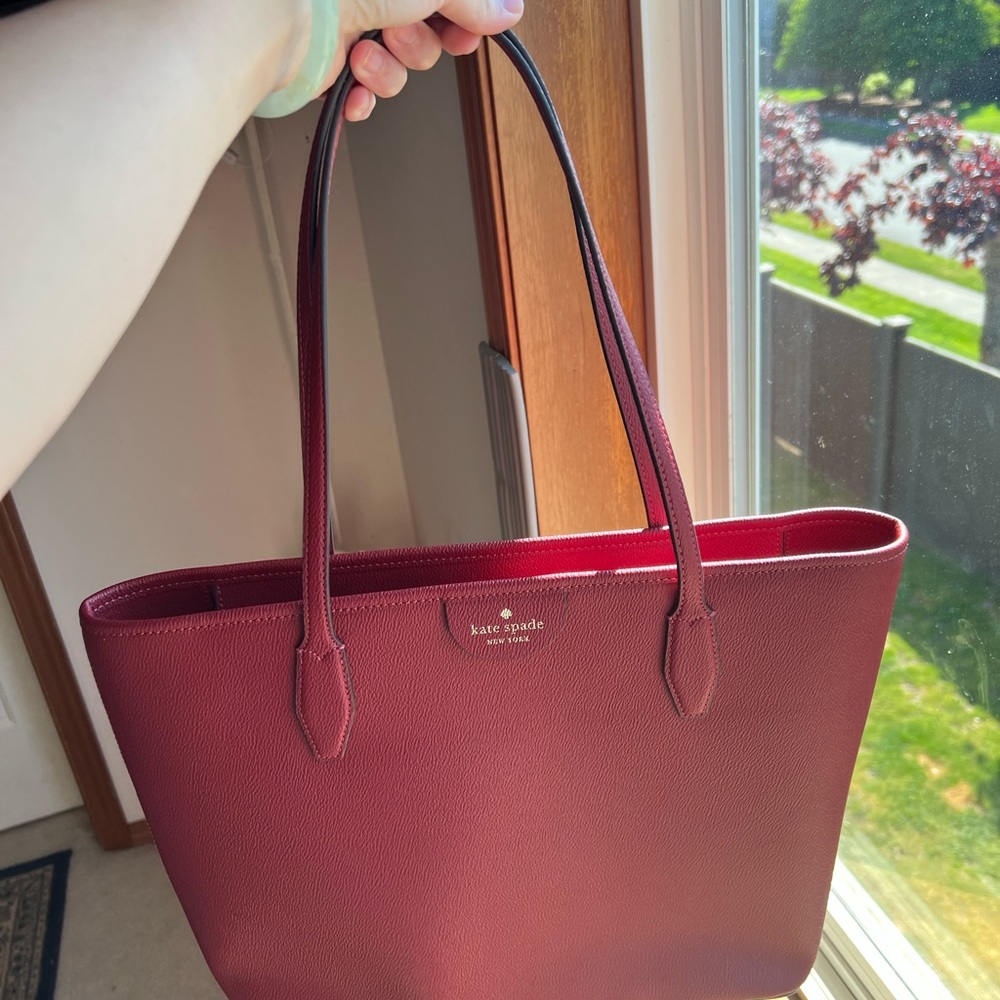 kate spade new york burgundy sariffino leather tote bag